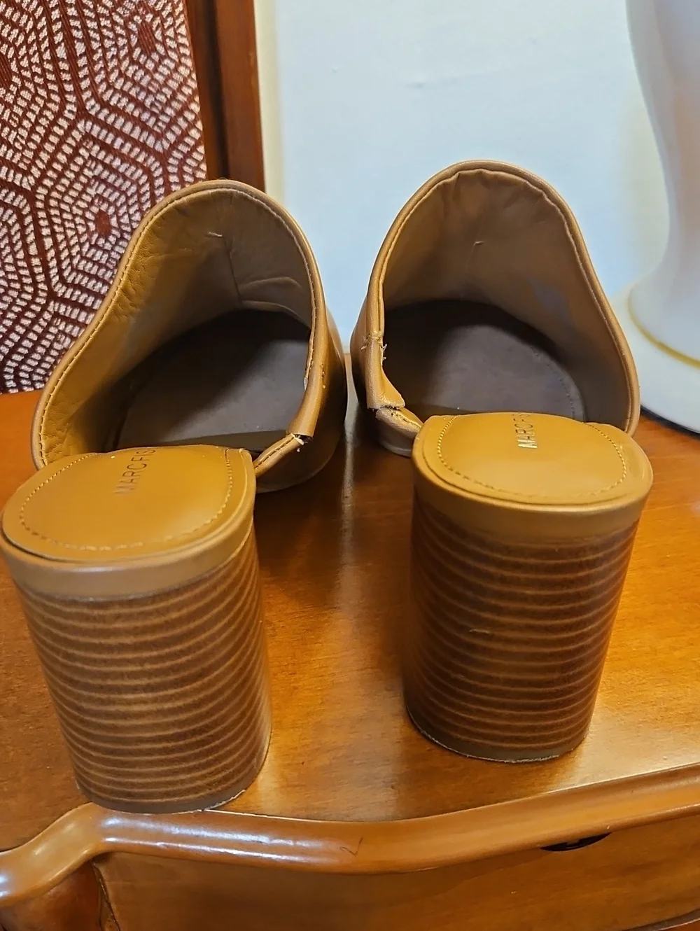 Mark Fisher Leather Block Heeled  Mules  9M EUC/Caramel Colour - Picture 8 of 11